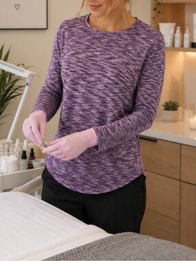 Scrubstar Heathered Purple Long Sleeve Performance Top Estimated Size L